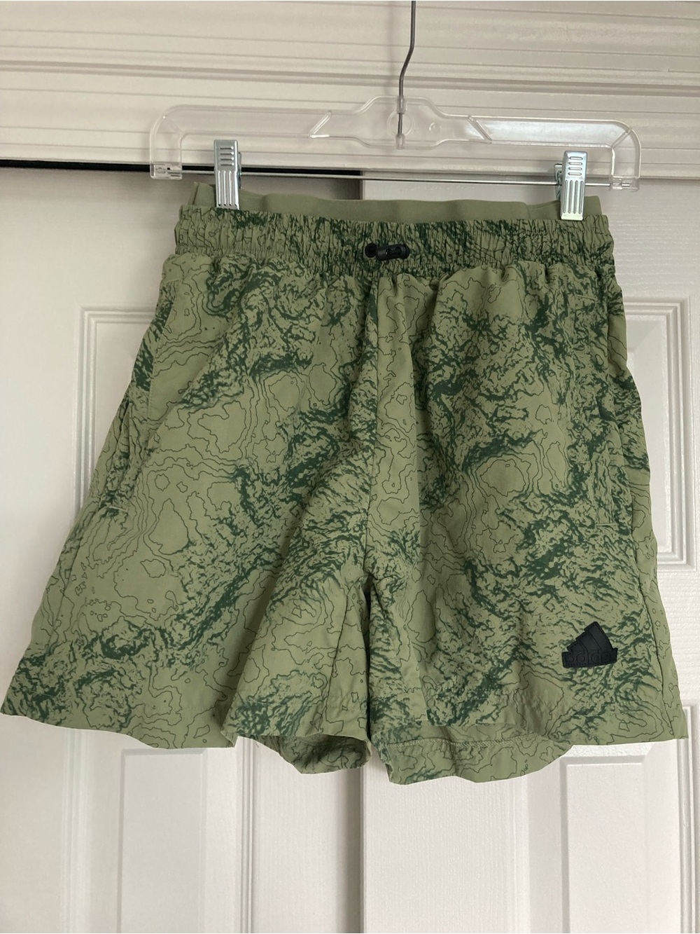 adidas Olive Green Topographic Print Swim Shorts